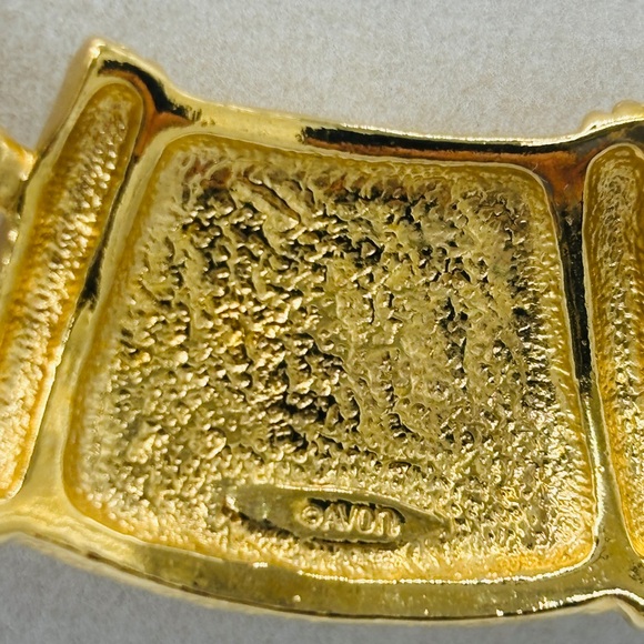 AVON vintage 90s Etruscan gold necklace with glass cabochons and rhinestones - Picture 8 of 8